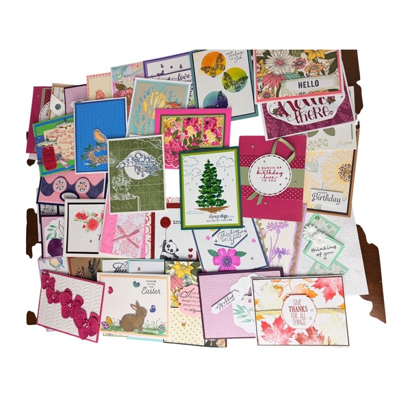 180 Handmade Card Assortment Greeting Cards Thank You Birthday Friendship Stamp - Picture 6 of 6